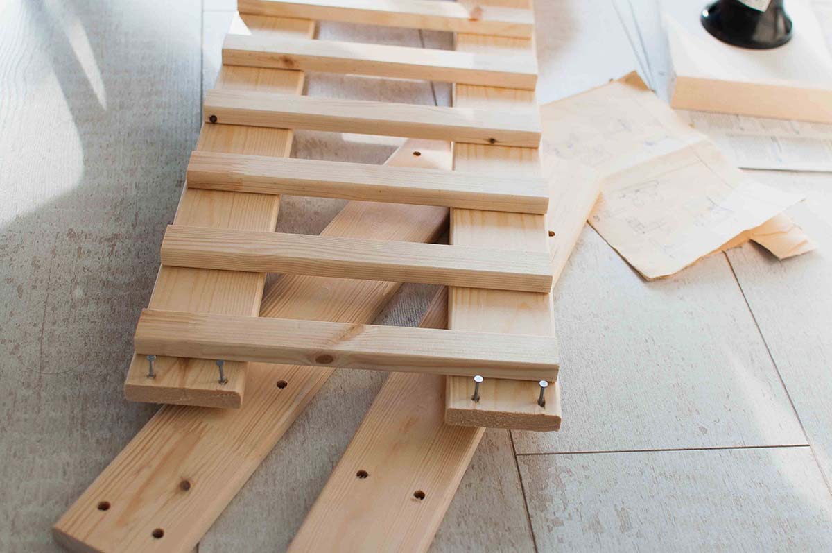 assembled timbers to make the incubation box (muro) for koji