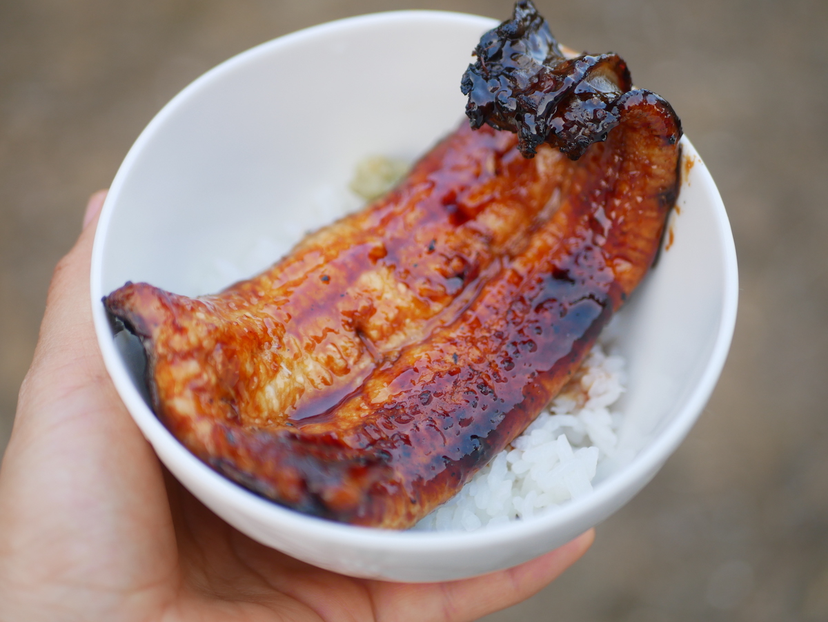 Broiled eel on rice in a bowl